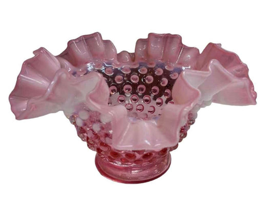 Vintage Fenton Cranberry Hobnail Mini Glass Bowl