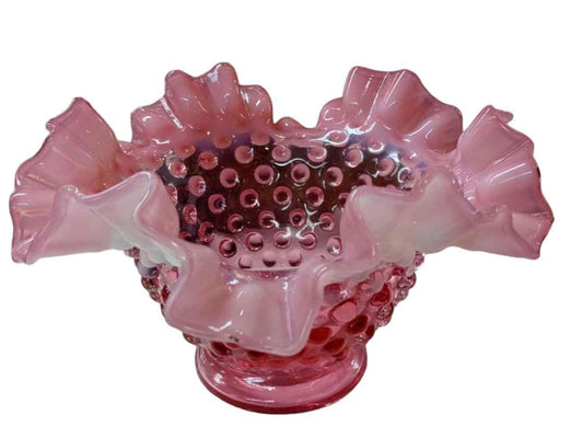 Vintage Fenton Ruffled Cranberry Vase