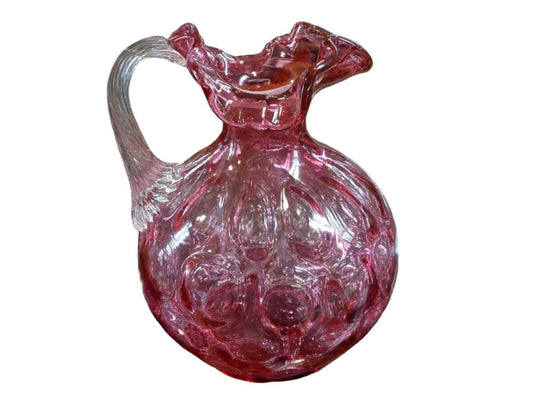 Vintage Fenton Cranberry Coin Dot Ruffled Pitcher